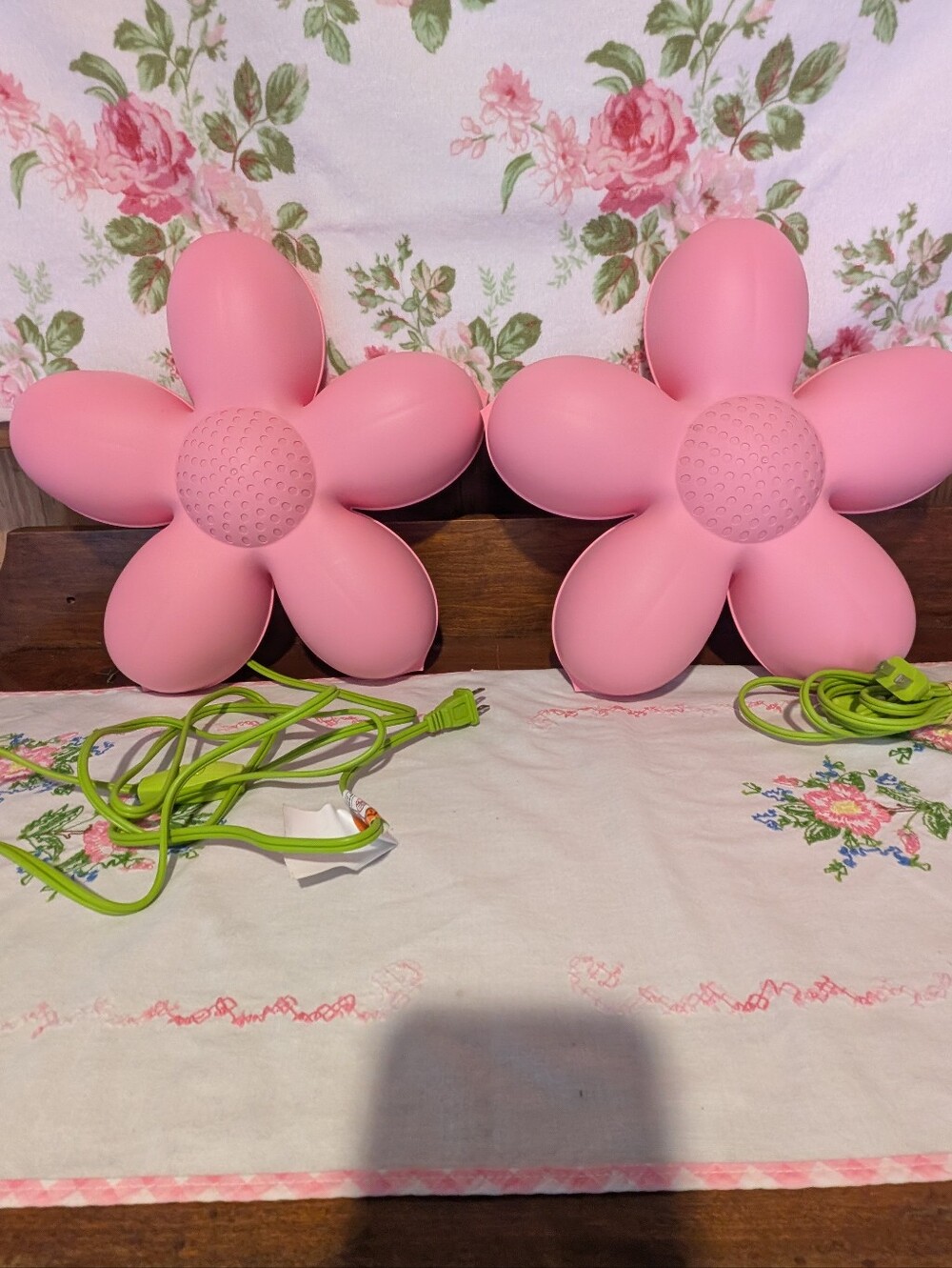 Vintage IKEA Daisy Flower Wall Lamp  Smila Blomma Flower Night Light Lot Set 2